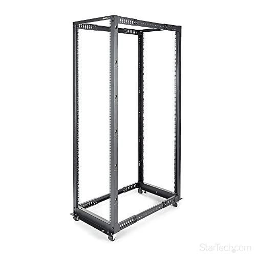 StarTech 42U 4-Post Server Rack, 19in Open Frame Rack with 40in (101cm) Mounting Depth and 1323lb (600kg) Weight Capacity, Mobile or Floor Mount IT Rack - size: 42U