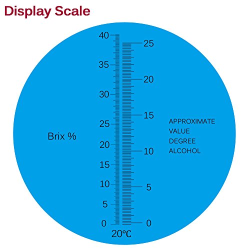 Refractometer for Grape Wine Brewing, Measuring Sugar Content in Original Grape Juice and Predicting The Wine Alcohol Degree, Dual Scale of 0-40% Brix & 0-25% vol Alcohol, Wine Making Kit