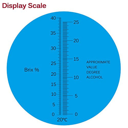 Refractometer for Grape Wine Brewing, Measuring Sugar Content in Original Grape Juice and Predicting The Wine Alcohol Degree, Dual Scale of 0-40% Brix & 0-25% vol Alcohol, Wine Making Kit