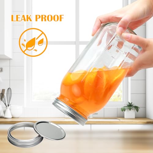 64 oz Wide Mouth Mason Jars, Large Half Gallon Mason Jar with Lid and Band, 2 Quart Glass Canning Jars for Pickling, Preserving, Fermenting, Beverages, DIY Crafts, 3 Pack