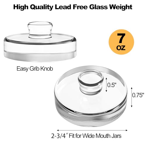 Jucoan 9 Pack Glass Fermentation Weights with Easy Grip Handle, Heavy Glass Fermenting Weights for Wide Mouth Mason Jars, Fermenting Lid Kit Pickling Weights for Kimchi, Sauerkraut, Dishwasher Safe - size: 9 Pack