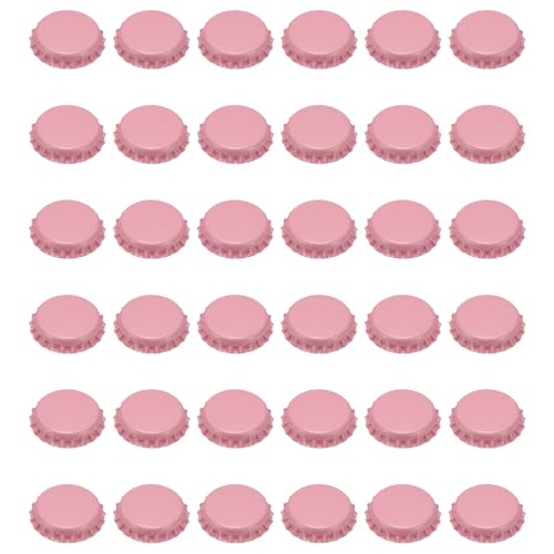 uxcell 108 Pcs Oxygen Absorbing Beer Bottle Caps, 32mm Pry Off Bulk Crown Caps Bottle Toppers for Soda Beer Wine Glass Bottles Home Brewing DIY Pendants or Craft Scrapbooks, Pink - color: Pink