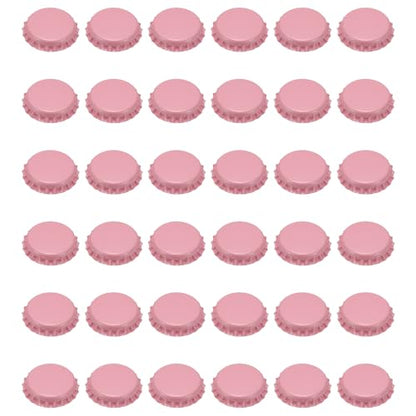uxcell 108 Pcs Oxygen Absorbing Beer Bottle Caps, 32mm Pry Off Bulk Crown Caps Bottle Toppers for Soda Beer Wine Glass Bottles Home Brewing DIY Pendants or Craft Scrapbooks, Pink - color: Pink