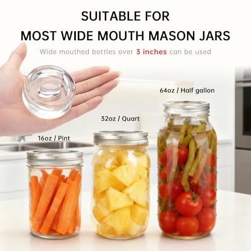 2Pcs Fermentation Glass Weights for Wide Mouth Jars - Pickle Bottles with Sealing Lids for Efficient Fermenting - Durable, Transparent Fermenting Lids and Weights for Sauerkraut (E Elliptical) - size: E Elliptical