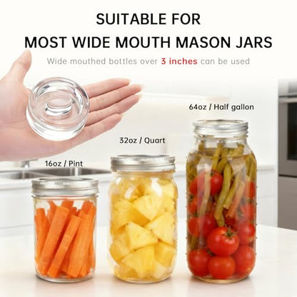4Pcs Fermentation Glass Weights for Wide Mouth Jars - Pickle Bottles with Sealing Lids for Efficient Fermenting - Durable, Transparent Fermenting Lids and Weights for Sauerkraut, Kimchi (E Elliptical) - size: E Elliptical