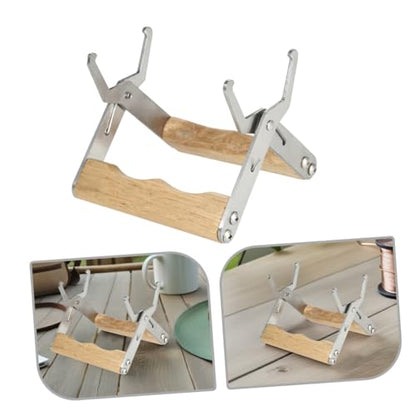 ORFOFE 4pcs Stainless Steel Hive Frame Lifter Tool with Wooden Handle Beekeeping Equipment for Beehive Inspection and Frame Grip