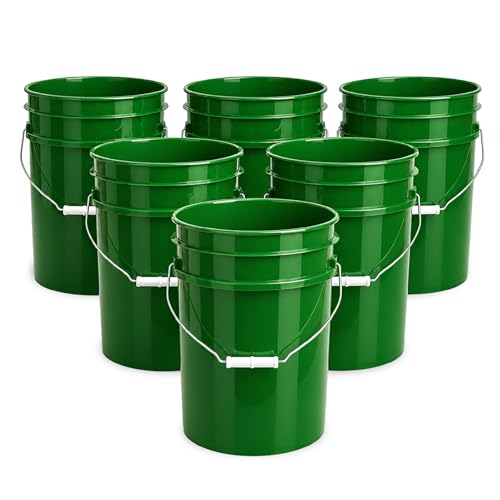 ePackageSupply 5 Gallon Bucket - Food Grade Bucket, Metal Handle Grip, BPA-Free, Heavy-Duty 90 Mil HDPE Plastic Pail, Stackable Utility Container, Made in USA, Lid Not Included, Green, 6 Packs - color: Green, size: 6 Packs