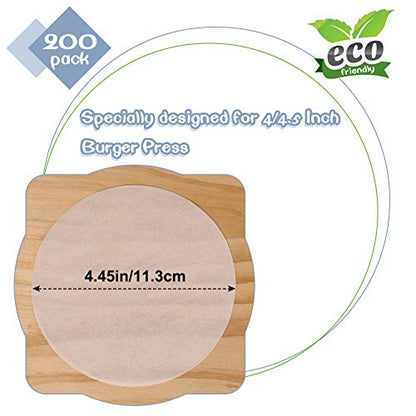 Hamburger Patty Paper Round 4.5 Inch, Set of 200, Non Stick Patty Paper Sheets for Burger Press, Patty Serperate and Cake Baking(5.5/6/7/8/9/10/12inch Available) - size: 4.5inch
