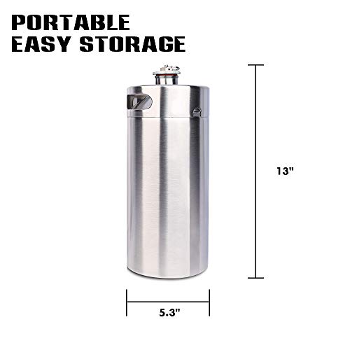 TMCRAFT 128OZ Stainless Steel Mini Keg, Portable beer growler with Exhaust Valve Designed Cap to Keep Beverage Fresh
