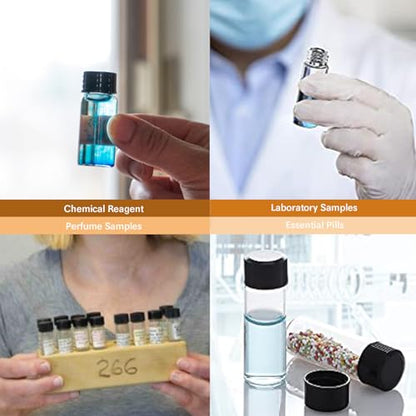 ALWSCI Sample Vial, Clear Glass 24-400 Thread Storage Vial, 20 ml Capacity, 27.5 mm I.D. x 57 mm with 24-400 Black Closed Cap, PE Liner, pack of 100 - color: Clear, size: 27*57mm & 20ml (5dram)