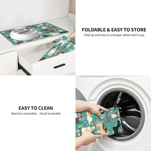 Dog Dish Drying Mat For Kitchen Microfiber Drying Mats Absorbent Reversible Dish Pad Draining Mats For Countertop Coffee Mats 18x24 Inch - color: Dog