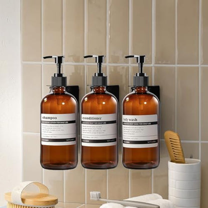 12 Pack 8 oz Amber Glass Bottles with Pumps for Essential Oils, Cleaning Products, Lotions, Aromatherapy Oil, Pump Bottles, Refillable Containers with Cap, Funnel, 12 Chalk Labels, 1 Pen - size: 8 oz Amber 12Pack