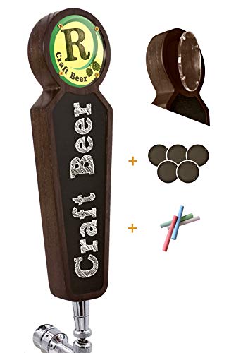 TESLYAR Wooden Beer Tap Handle for Kegerator – Large Chalkboard Keg Tap Handle Display for Bar, Brewery, Homebrew – Customizable Beer Faucet Handle (Black) - color: Black