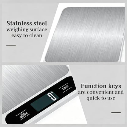 Food Scale, 10kg/22lb Digital Kitchen Scale Weight Grams and Ounces for Baking Cooking Coffee Package Postage, LCD Display, Easy Clean Stainless Steel(No Battery Included)