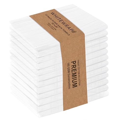 Flour Sack Towels| Tea Towel for Crafts| Kitchen Dish Cotton Blank Towel for Embroidery|Baking Bread Proofing Linen Cover|Super Absorbent Quick Dry| 12 Pack 18"x28" White - color: White, size: 18"x28"- Pack of 12