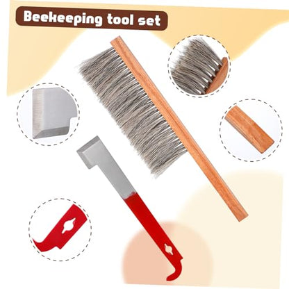 YARNOW Complete Beekeeping Tools Brush Hive Tool Hook Scraper Beehive Cleaning Kit