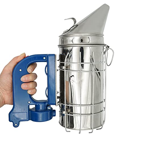 Electric Bee Smoker Bee hive Smoker for Beekeeper Stainless Steel with Heat Shield, Beekeeping Tool Equipment Large (not Come with Batteries)