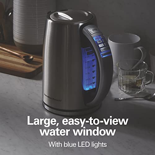 Hamilton Beach 1.7 Liter Temperature Control Electric Kettle,Water Boiler & Heater,Fast Boiling 1500 Watts,BPA Free,Cordless,Auto-Shutoff and Boil-Dry Protection,Stainless Steel (41020R),(Pack of 2) - size: 1.8 Quarts (Pack of 2)