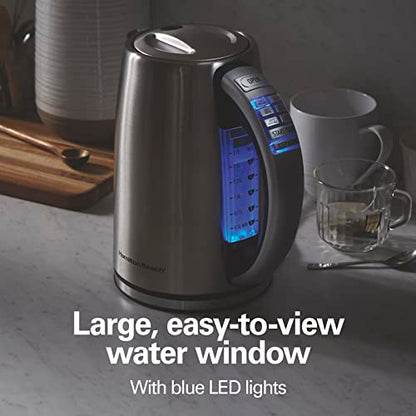 Hamilton Beach 1.7 Liter Temperature Control Electric Kettle,Water Boiler & Heater,Fast Boiling 1500 Watts,BPA Free,Cordless,Auto-Shutoff and Boil-Dry Protection,Stainless Steel (41020R),(Pack of 2) - size: 1.8 Quarts (Pack of 2)
