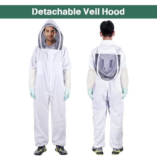 Bee Suit Professional Beekeeper Suit for Men Women | Full Body Veil Hood Beekeeping Supplies Costume for Beekeeper (XXL (with Gloves)) - size: XXL (with Gloves)