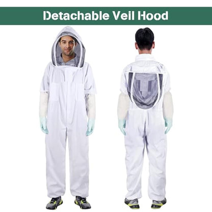 Bee Suit Professional Beekeeper Suit for Men Women | Full Body Veil Hood Beekeeping Supplies Costume for Beekeeper (XXL (with Gloves)) - size: XXL (with Gloves)
