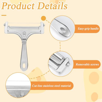 1 Set Cheese Cutter, Stainless Steel Wire Cheese Slicer With 4 Extra Wires, Adjustable Thickness Iron Handheld Cheeses Slicer, Handheld Cheeses Block Cutters for Block Butter Cutter Tools