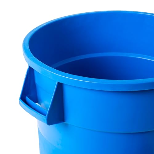 PRO&Family Commercial Round Trash Can, Ingredient Bin, Heavy-Duty Plastic, Anti-Static, Kitchen, Office, Outdoor Use (Blue, 32 Gallon) - color: Blue, size: 32 Gallon