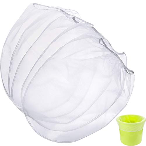 Boao Paint Filter Strainer Bags White Fine Mesh Paint Strainer Bags Elastic Top Disposable Bucket Filter for Painting, Gardening, Plant Protection(5 Pieces,5 Gallon) - size: 5 Gallon