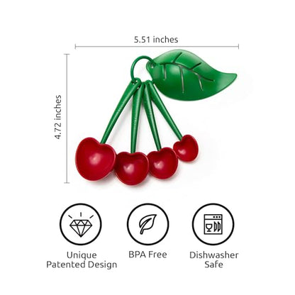 OTOTO Measuring Cups Set - Teaspoons for Dry & Liquid Ingredients, BPA-free & Dishwasher Safe, Funny Gifts, Baking Accessories, Unique Kitchen Gadgets (Mon Cherry) - style: Mon Cherry