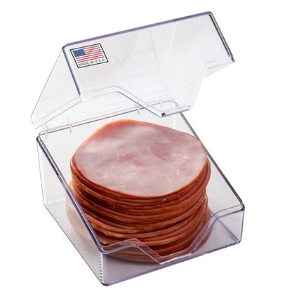 Pikanty Mini Deli Meat Container for Refrigerator - Small Airtight Keeper for Salami, Pepperoni, Prosciutto, Charcuterie & Sliced Cheese, Fits Fridge Door, Hinged Lid, Dishwasher Safe, Made in USA - style: Mini Deli Keeper