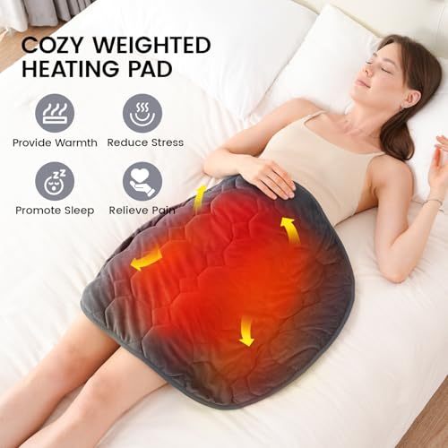immtree Weighted Heating Pad for Period Cramps, 29" x 24" Extra Large Electric Heated Pads 5 lbs, Back Shoulder Knee Abdomen Pain Relief, Soft Warm Heavy Lap Blanket, Dark Grey - color: Dark Grey, size: 29"x24" 5 Pound