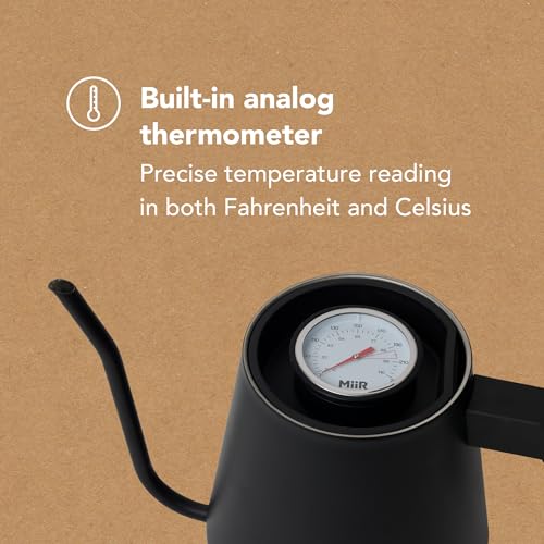 MiiR New Standard Pour-Over Kettle | Precision Angled Spout & Thermometer for Perfect Brewing, 1L Kettle for Smooth Pour-Over