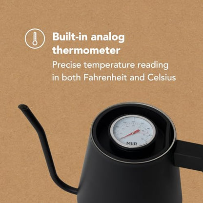 MiiR New Standard Pour-Over Kettle | Precision Angled Spout & Thermometer for Perfect Brewing, 1L Kettle for Smooth Pour-Over