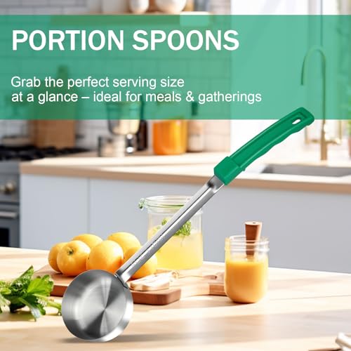 4 Ounce Solid Stainless Steel Portion Control Ladle Spoon - 2Pcs Pizza Sauce Serving Spoons Portion Ladle for Sauces, Perfect for Weight Watchers, Buffets, Parties - size: 4 Ounce, style: 2 PCS