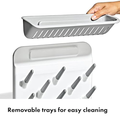 OXO Tot Expandable Drying Rack – Space-Saving Drying Rack | Newborn and Baby Essentials | Breastfeeding Essentials | Dry Baby Bottles | Save Space in Kitchen - size: Expandable