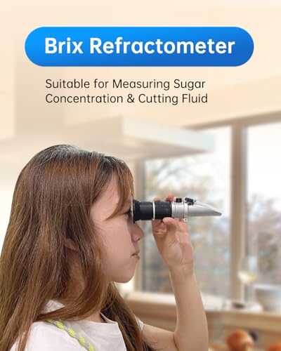 LOHAND Honey Refractometer for Honey Moisture, Scale Range: 0-90% Brix Refractometer, Precision Measuring Sugar Content for Maple Syrup/Wine/Fruit/Drink, Automatic Temperature Compensation - size: 0-90%Brix