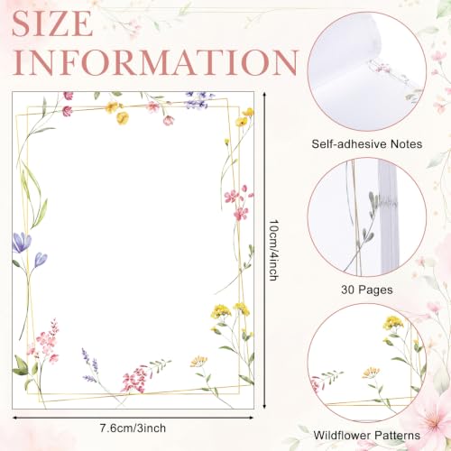 Chiisong 12 Pack Wildflower Sticky Notes Floral Sticky Notes, Self-Stick Note Pads Flower Memo Pads for Journal Planners Office Home Stationery Gift Meeting Office Supplies - style: Fresh Wildflower