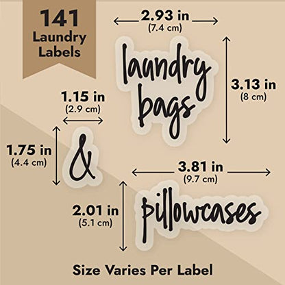 Talented Kitchen Laundry Labels for Jars & Containers - 141 Count, White Vinyl, Modern Script - Laundry Room Organization & Kitchen Organization with Food Container Labels and Water-Resistant Adhesive - color: White