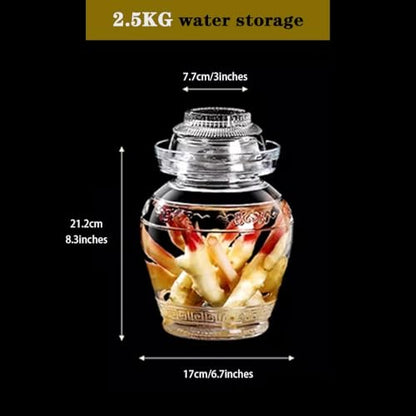 Old Traditional Relief Design Pickle Jar, Water-Tight Fermentation Tank with Lid, Pickled Vegetable Pickling Crock, Glass Storage Bottle(2.5kg/88.2oz) - size: 2.5kg/88.2oz