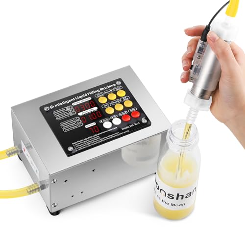 Liquid Filling Machine 1-100 Fl Oz Bottle Filler Machine with Handheld Control Switch Intelligent Control Ports Diaphragm Pump Digital Control for Wine, Essence, Glass Detergent