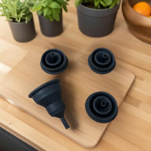 Collapsible Funnels Food Grade Silicone Set of 4-Small Size for Water Bottles Kitchen use Emergency preparedness