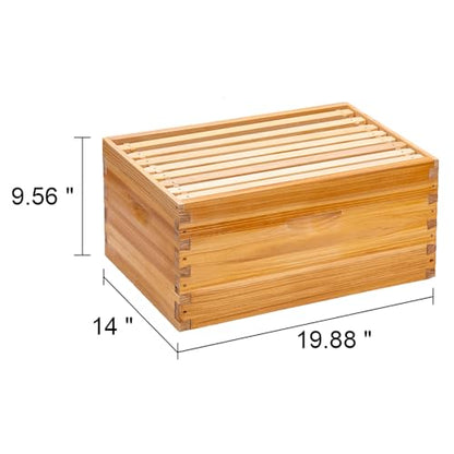 Honey Lake 8 Frame Beehive Deep Brood Box, Langstroth Honey Bee Hive Box Dipped in Beeswax with Beehive Frames and Waxed Foundations for Beekeeper (Unassembled)