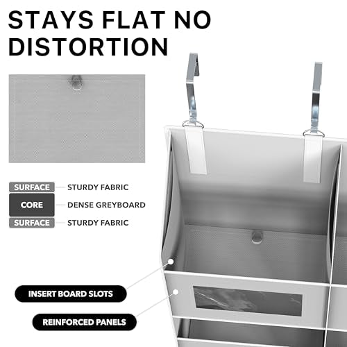 Simple Houseware Extra Large Heavy Duty Over the Door Organizer with 10 Clear Window Pockets, 80 lbs Capacity for Pantry, Closet, Bathroom, Gray - size: 10 Pockets