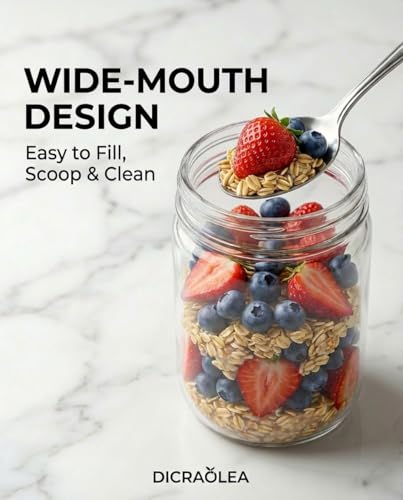 16oz 4Pack Glass Overnight Oats Jars Containers with Airtight Leakproof Lids, Reusable Mason Jars for Meal Prep, Yogurt Parfaits, Smoothies, Salads & Healthy Breakfasts (16 OZ-4-2) - color: 16oz-4-2