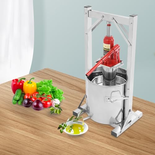 12L Manual Fruit Press, Stainless Steel Wine Cider Extractor Equipped with Hydraulic Jack, Home Brewing Equipment for Grape, Apple and Small Batch Home Brewing - color: 12L / 3.2Gal