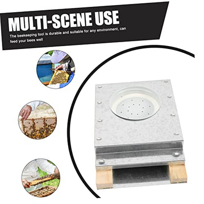 Bee Water Feeder for Beehives Wooden Board Aluminum Lid Bee Watering Station for Garden Sturdy Beekeeper Tool for Hive Entrance