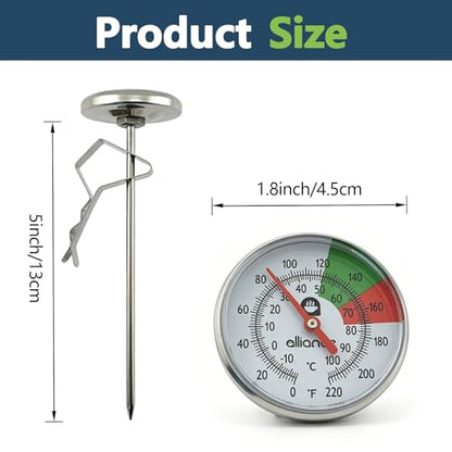 Milk Frothing Thermometer with Clip,White,One Size