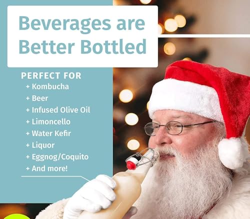 Swing Top Glass Carafe Bottles Flip Top Brewing Bottles, For Kombucha, Kefir, Beer, Oil, Vinegar, Beverages, Clear Color Air Tight Silicone Cap Leak Proof 33.75oz.(1000 ml.)Comes Perfectly Boxed!(2)