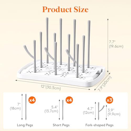 Lifewit Baby Bottle Drying Rack with Tray, Portable Bottle Drying Tree for Home & Travel, Space Saving Dryer Holder for Nipples, Pump Parts, Pacifiers Storage, Newborn Essentials, BPA Free