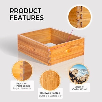 Honey Lake 2 Pack 10-Frame Langstroth Medium Super Beehive Boxes Dipped in Beeswax, Easy Assembly (Without Frames & Foundations)